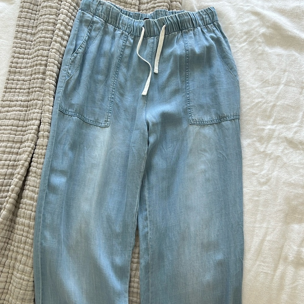 Allen Schwartz privé lyocell cargo style wide leg drawstring pants sz small